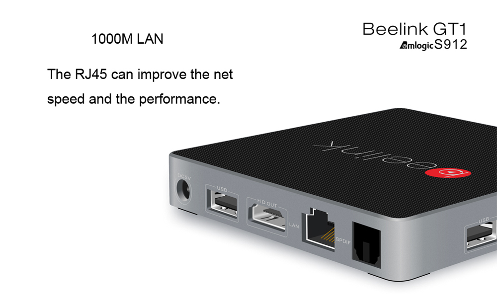 Beelink GT1 TV Box Amlogic S912 Octa Core H.265 Android 7.1 2.4G + 5.8G Dual WiFi Bluetooth 4.0