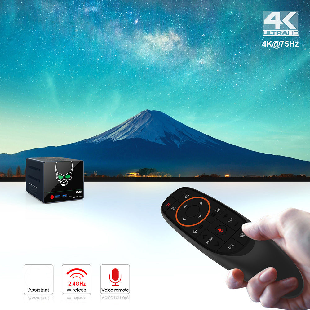 Beelink GS-King X Dual HDD NAS Hi-Fi Audio System Smart 4K TV Box with Dual 3.5 inch SATA HDD Amlogic S922X-H ARM G52 MP4 4GB DDR4 + 64GB EMMC 2.4GHz + 5.8GHz Dual-WiFi 1000Mbps - Black EU Plug