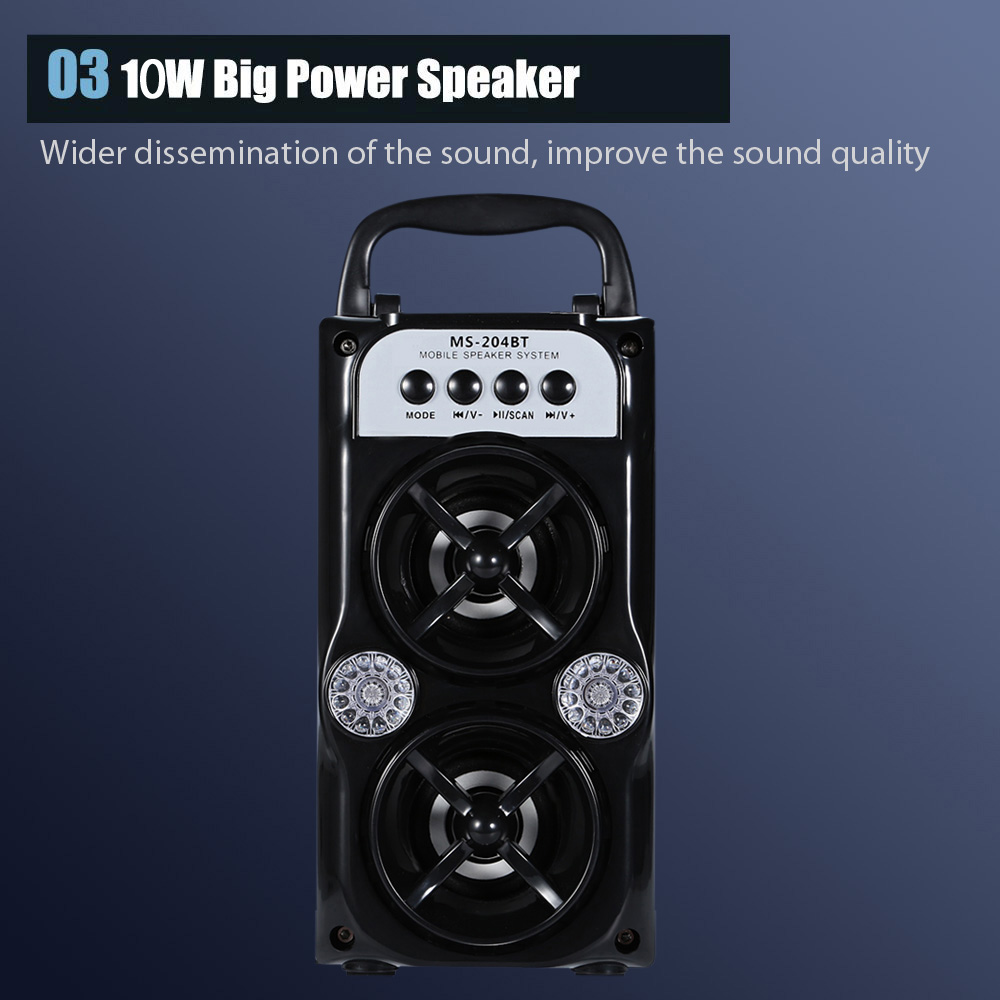 MS - 204BT Portable High Power Output Multimedia FM Radio Wireless Bluetooth Speaker