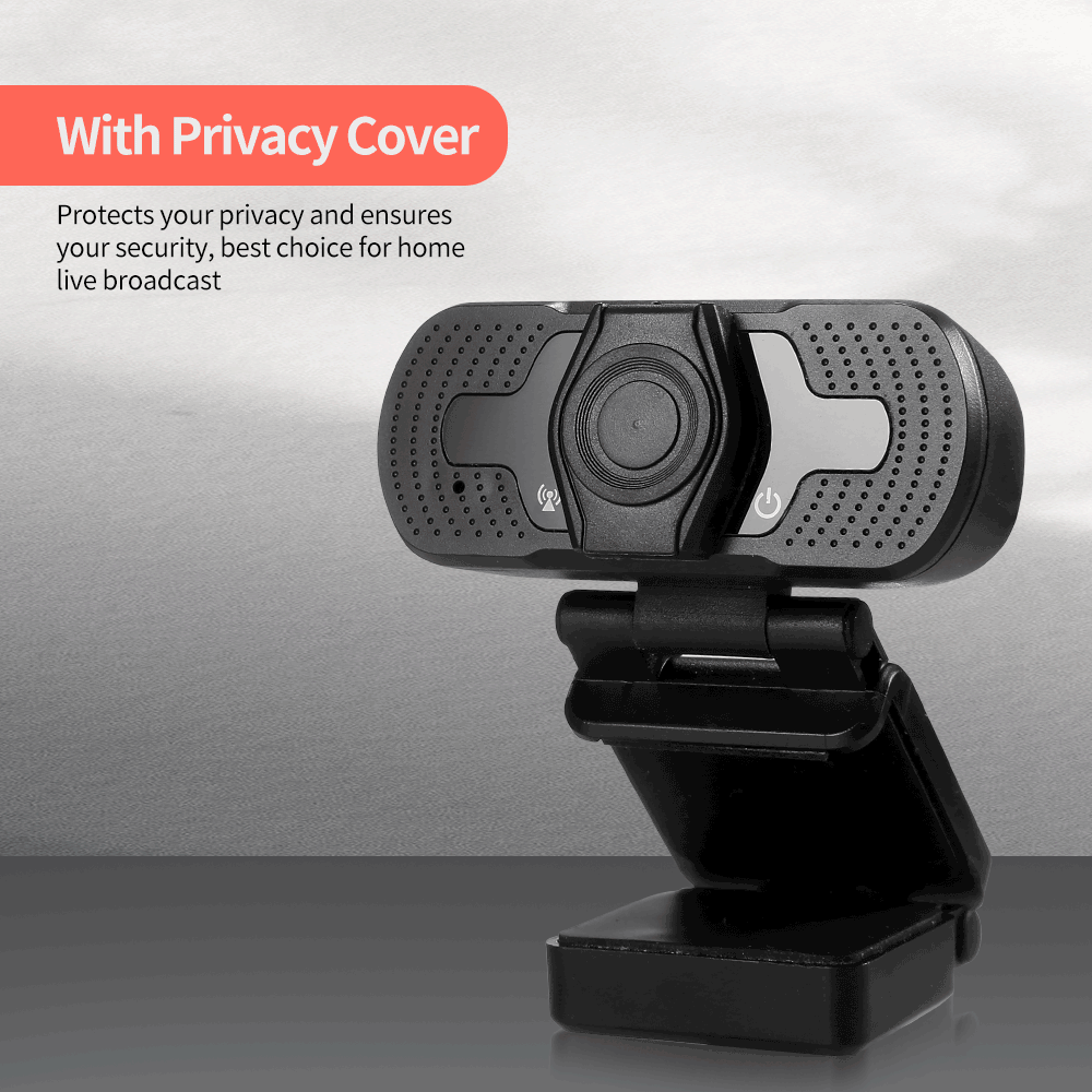 W8 S Webcam 1080P Computer Camera with Privacy Cover USB Connection Built-in Noise-reduction Microphone for Live Video