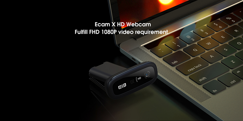 Elephone Ecam X 1080P Camera HD Webcam 5.0 MegaPixels Auto Focus Built-in Microphone for PC Laptop Tablet TV Online Course Studying Video Conference - Black